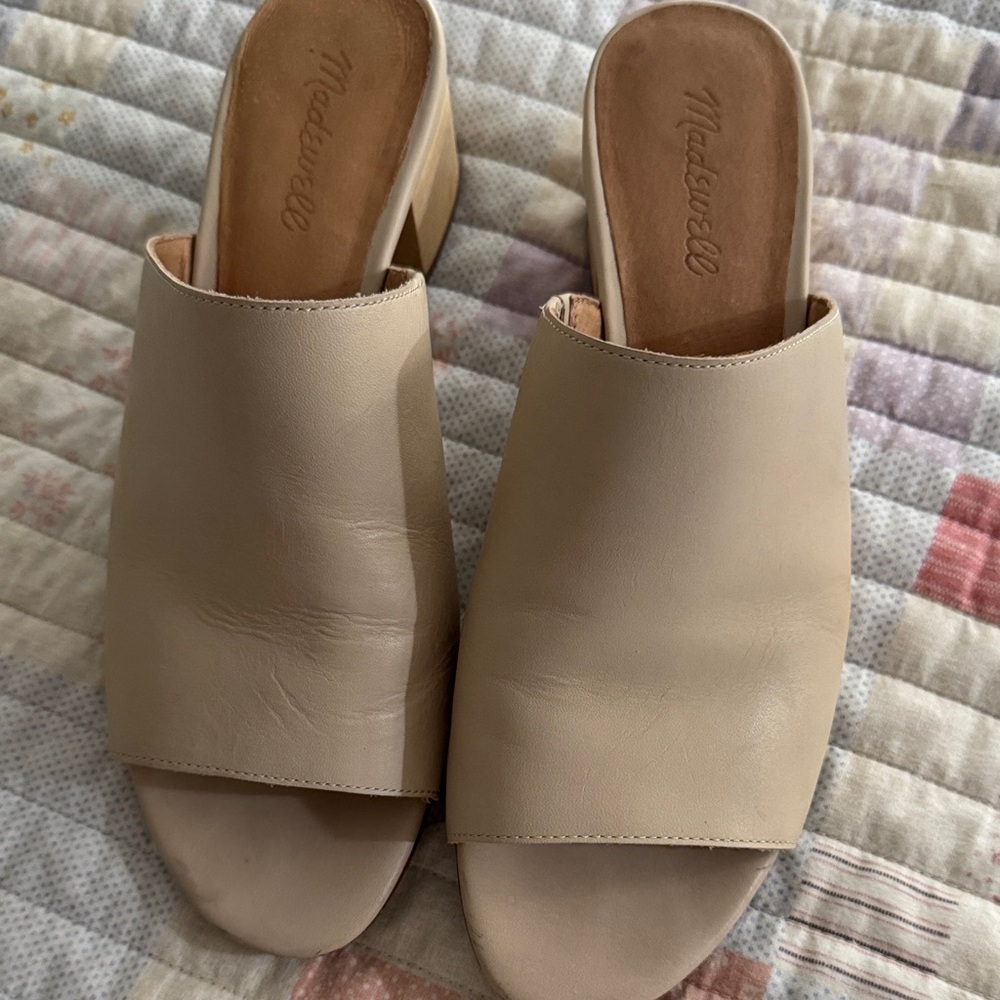 Madewell Women's Cream Leather Mules